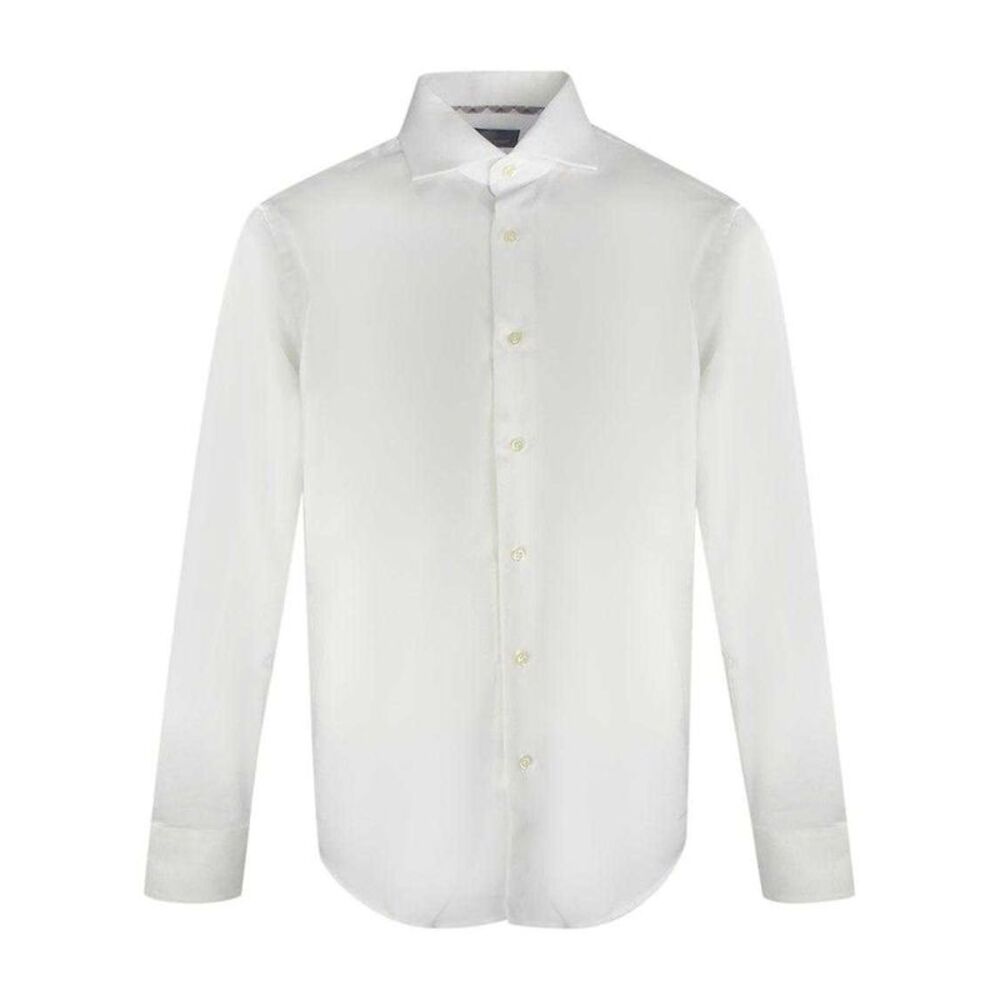 Aquascutum Mens Long-Sleeved Shirt / White